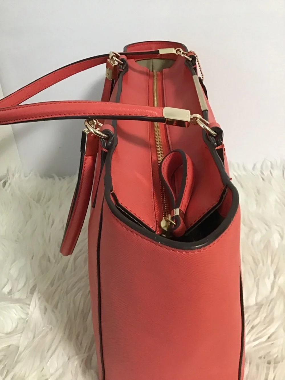 Coach Madison  Saffiano leather Tote Handbag Light Coral EUC